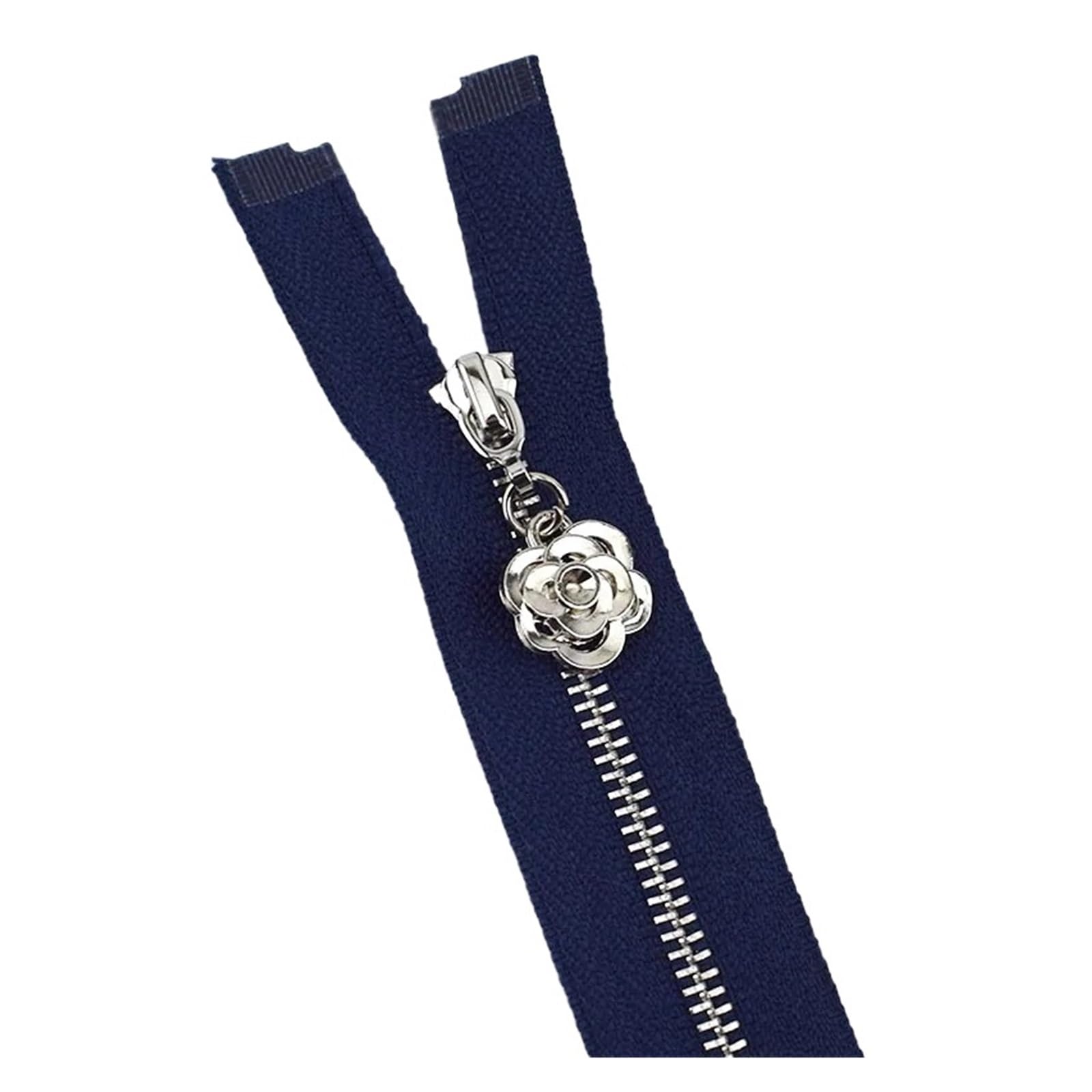 5Pcs 3# Metal Zipper for Sewing 60-70cm Open-End Zippers Silver Tooth Bag Decor Zip DIY Garment Accessories(ZA084-NavyBlue,Open-End-60cm)