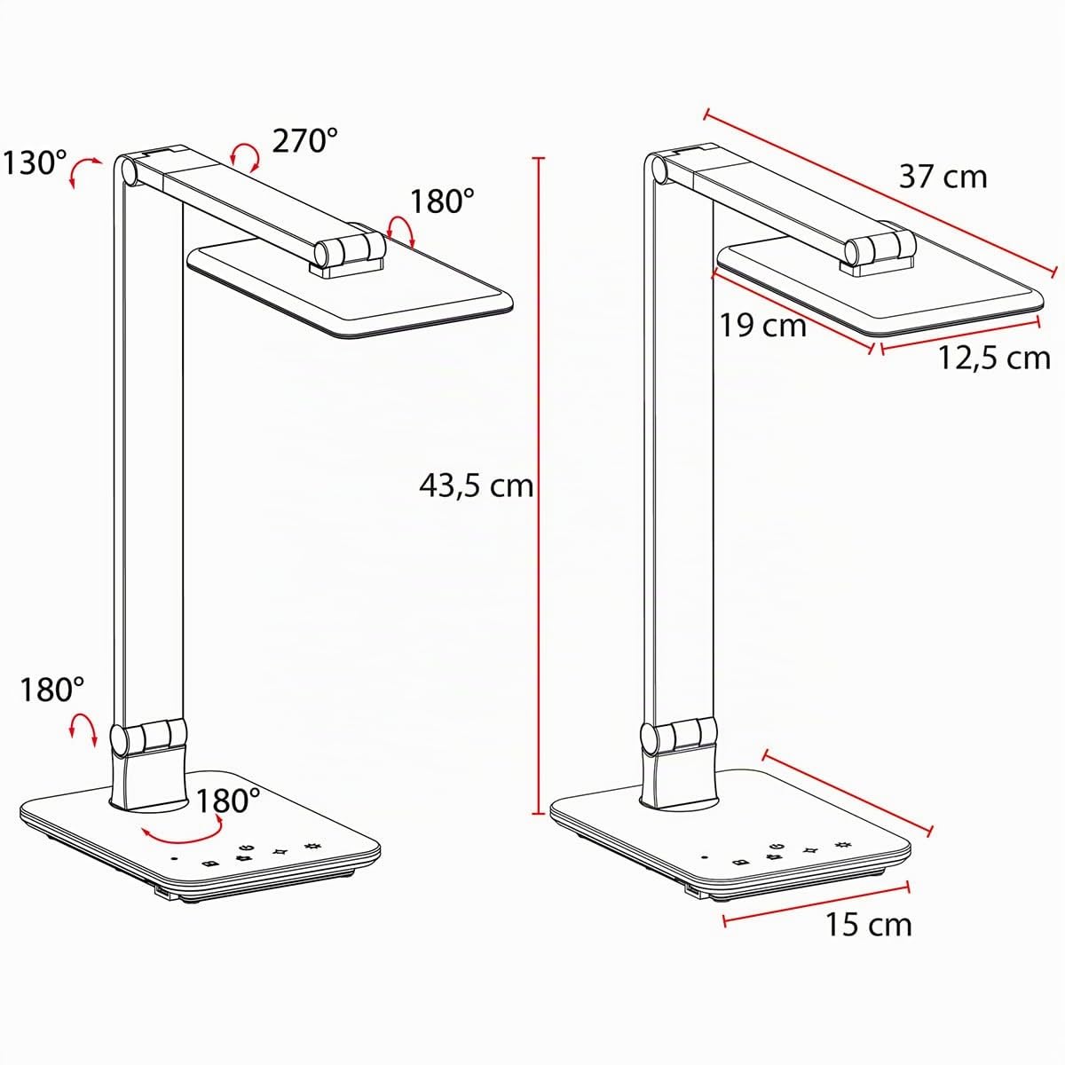 FeinTech LTL00100 Lámpara de Escritorio 550 lumen 10 watts Brillo Regulable blanco Caliente Ajustable a blanco Frío Clase de eficiencia energética A