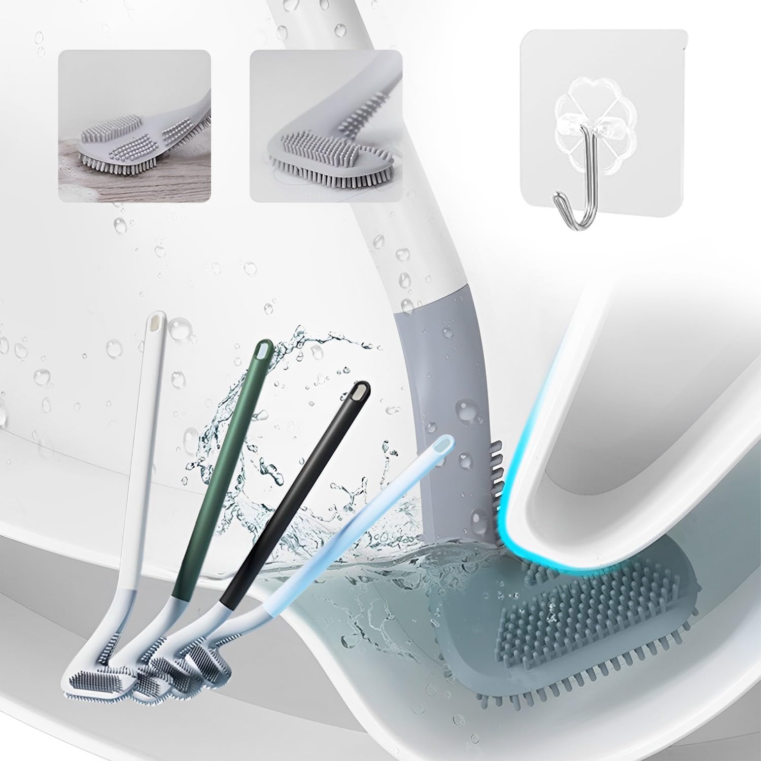 Zureni Golf Shape Silicone Toilet Brush with Self-Adhesive Wall Hook Holder Anti-drip Non-Slip Long Handle Quick & Easy Cleaning Bathroom Cleaner Set for Western & Indian Toilets (Pack of 1) (B0C6LWBF81) Amazon Price History, Amazon Price Tracker