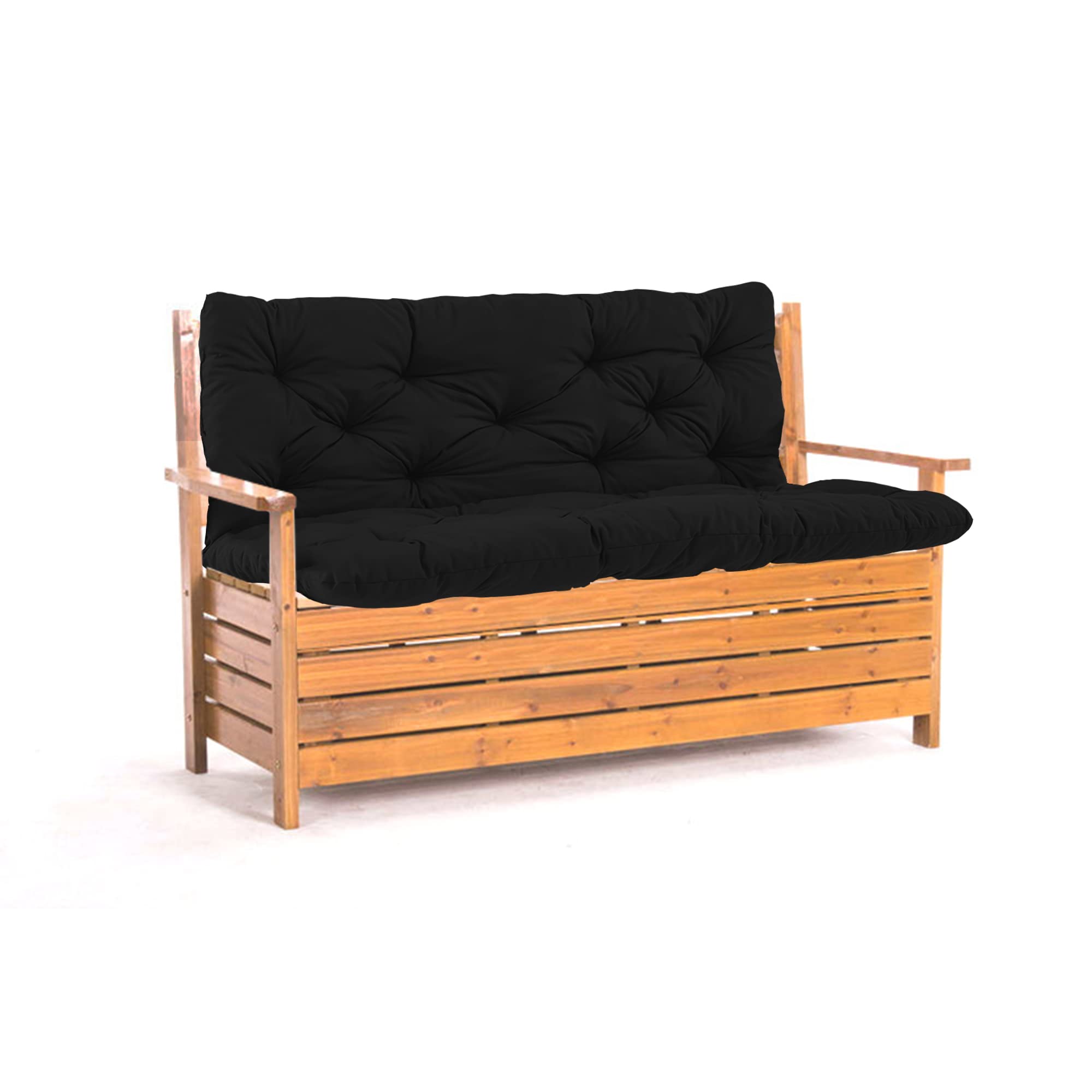 Cuscino nero per dondolo con schienale, 100 x 100 x 8 cm, per interni ed esterni, cuscino di ricambio per panca lunga, portico e giardino, comodo