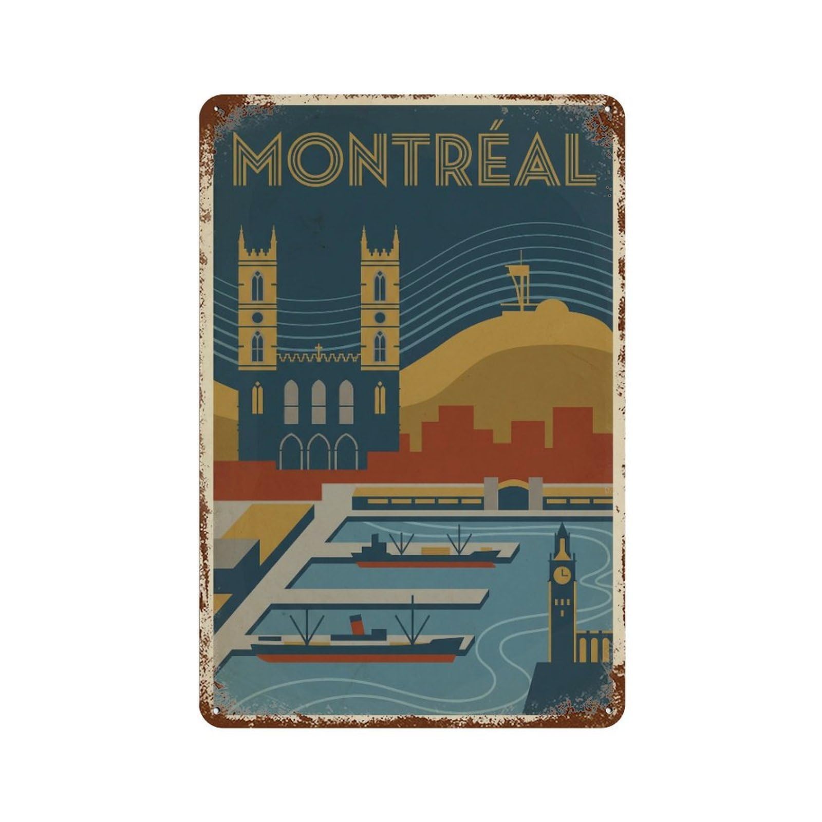 Metal Tin Sign Travel Canada Montreal Vintage
