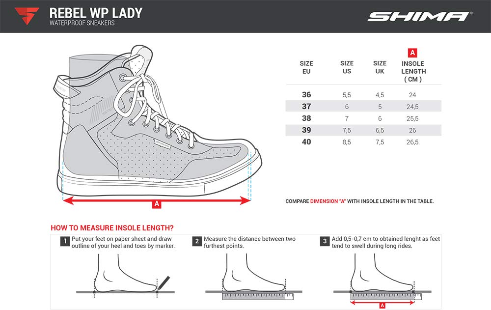 SHIMA Rebel WP, Impermeabili Scarpe Moto Donna| Traspiranti, Rinforzate Stivali Moto in Pelle, Supporto alla Caviglia, Suola Antiscivolo, Impugnatura del Cambio