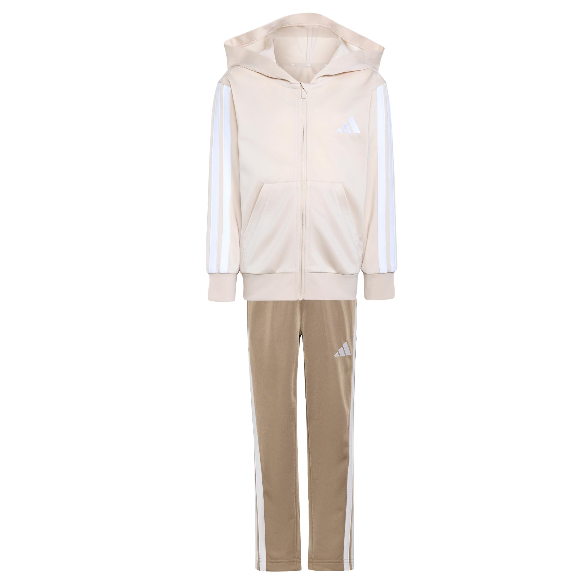 adidas Unisex Kids Essentials 3 Stripes Regular Fit Track_Suit, Crystal Linen/white, 7-8 Years