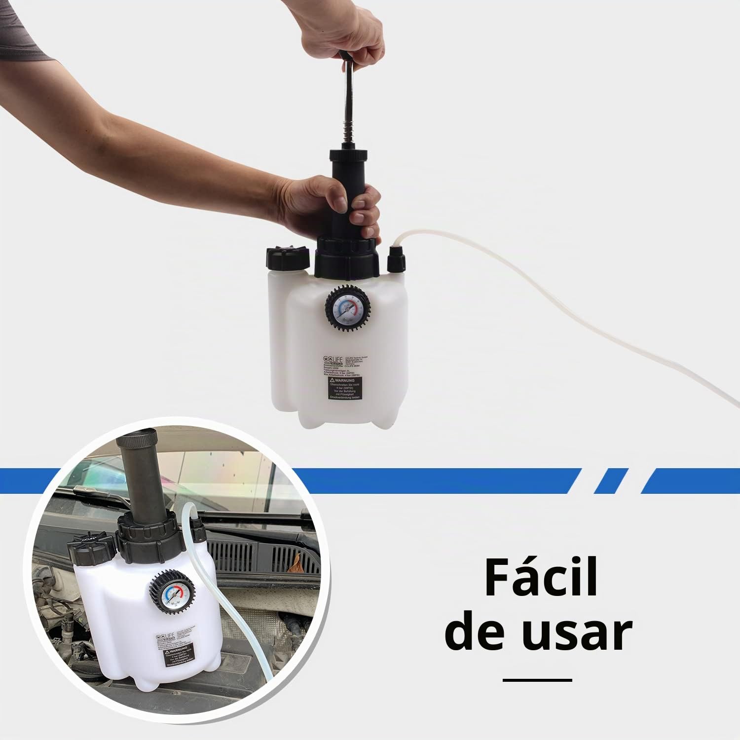CCLIFE 3L Purgador Frenos Coche Equipo de Purga de Frenos Kit Cambio Liquido Frenos Brake Bleeder Kit