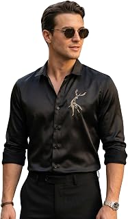 Afflatus Men’s Stylish Satin Shirt for Party, Formal and Casual Wear Full Sleeve Shirt for Men - Buck Price In India