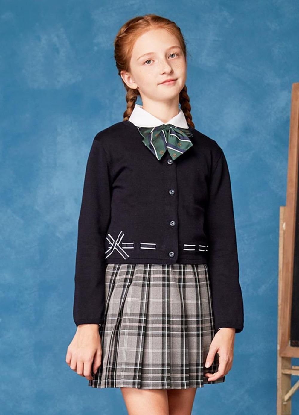 Everanne Girls TR Woven Checkered Pleated Skirt with Dual Waist YKK Zipper