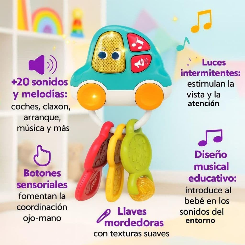 Hola Musical Car Keychain with Music and Lights for Kids and Babies Boys and Girls