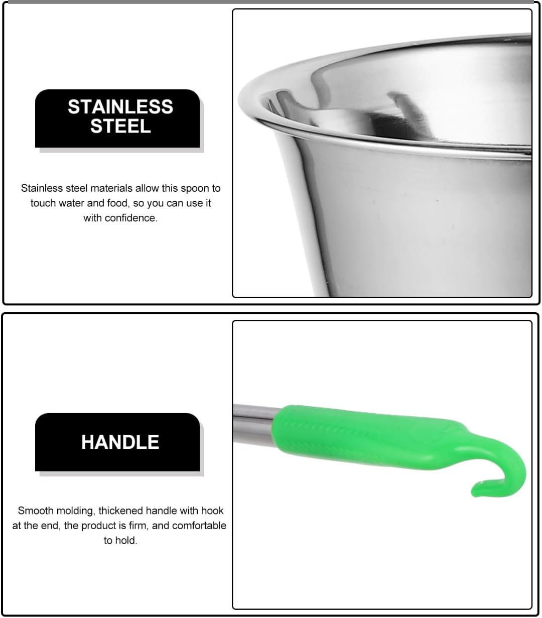 ABOOFAN 2 Pack Stainless Steel Ladle with Hook Handle 7.68In Portable Soup Spoon for Camping Hiking Kitchen Garden Water Scoop image 4