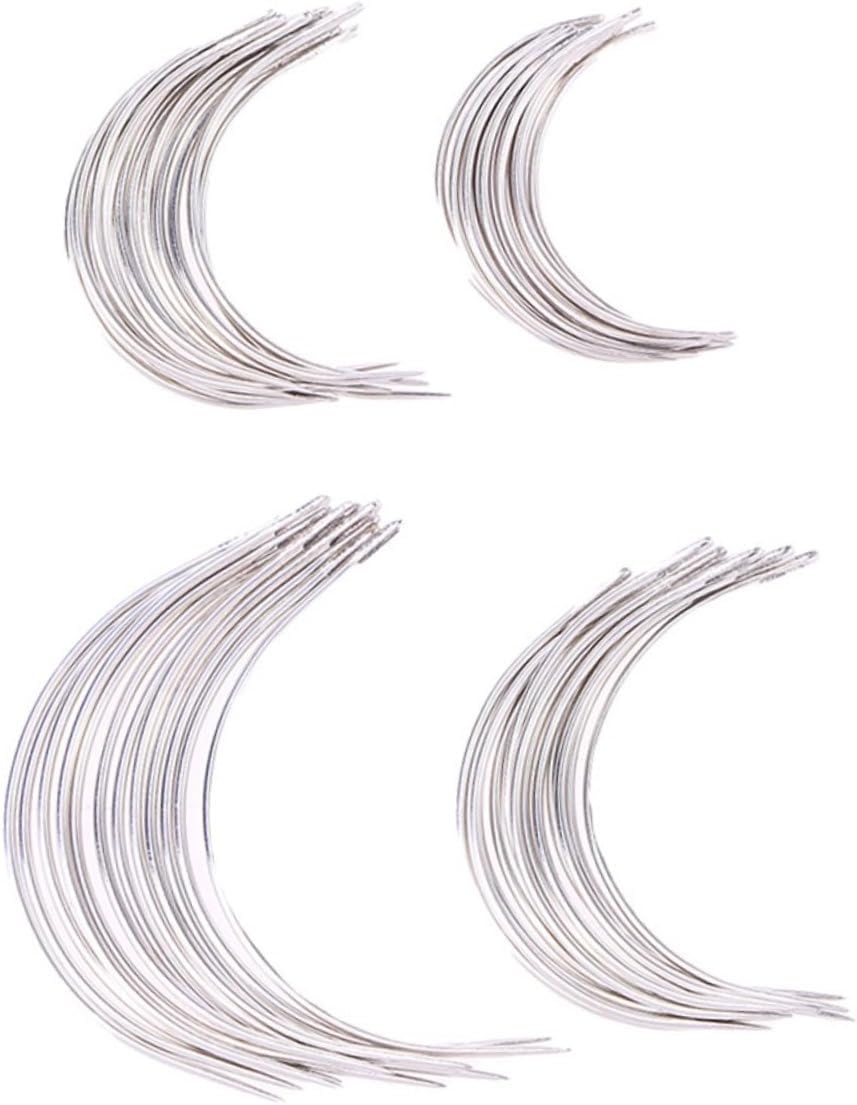Gadpiparty 200Pcs Curved Needles C Type Weaving Needles for Hand Sewing Durable Smooth Surface for Wig Making and Embroidery Projects Easy Threading