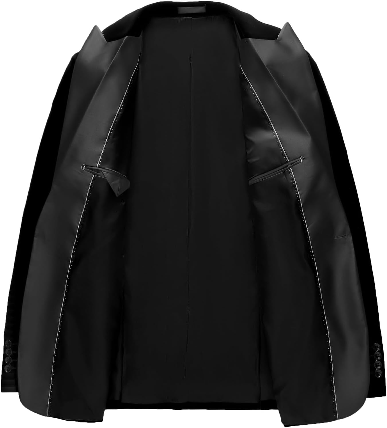 Mens Velvet Blazer Slim Fit Tuxedo Peak Lapel Suit One Button Jacket for Wedding Prom Formal Dinner Party - Image 4