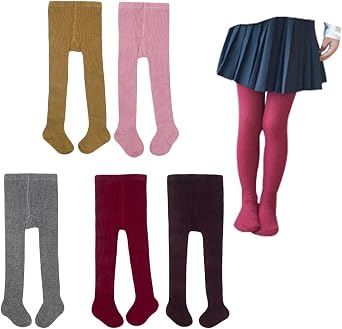 4/5 Pack Baby Girls Boys Tights Toddler Cable Knit Leggings Seamless Cotton Dress Cotton Footed Stockings