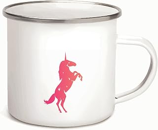 Sparkling Gradient Unicorn Gift for Kids Teens Women Magical Unicorn Silhouette with Glittering Details 12oz Enamel Silver Mug