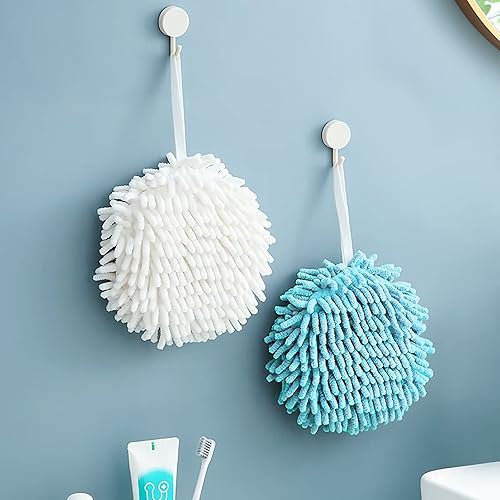 Vista 24 de Paquete de 4 toallas de mano de chenilla para baño, secado rápido, toalla de baño de manos con bucles para colgar, microfibra absorbente para secado
