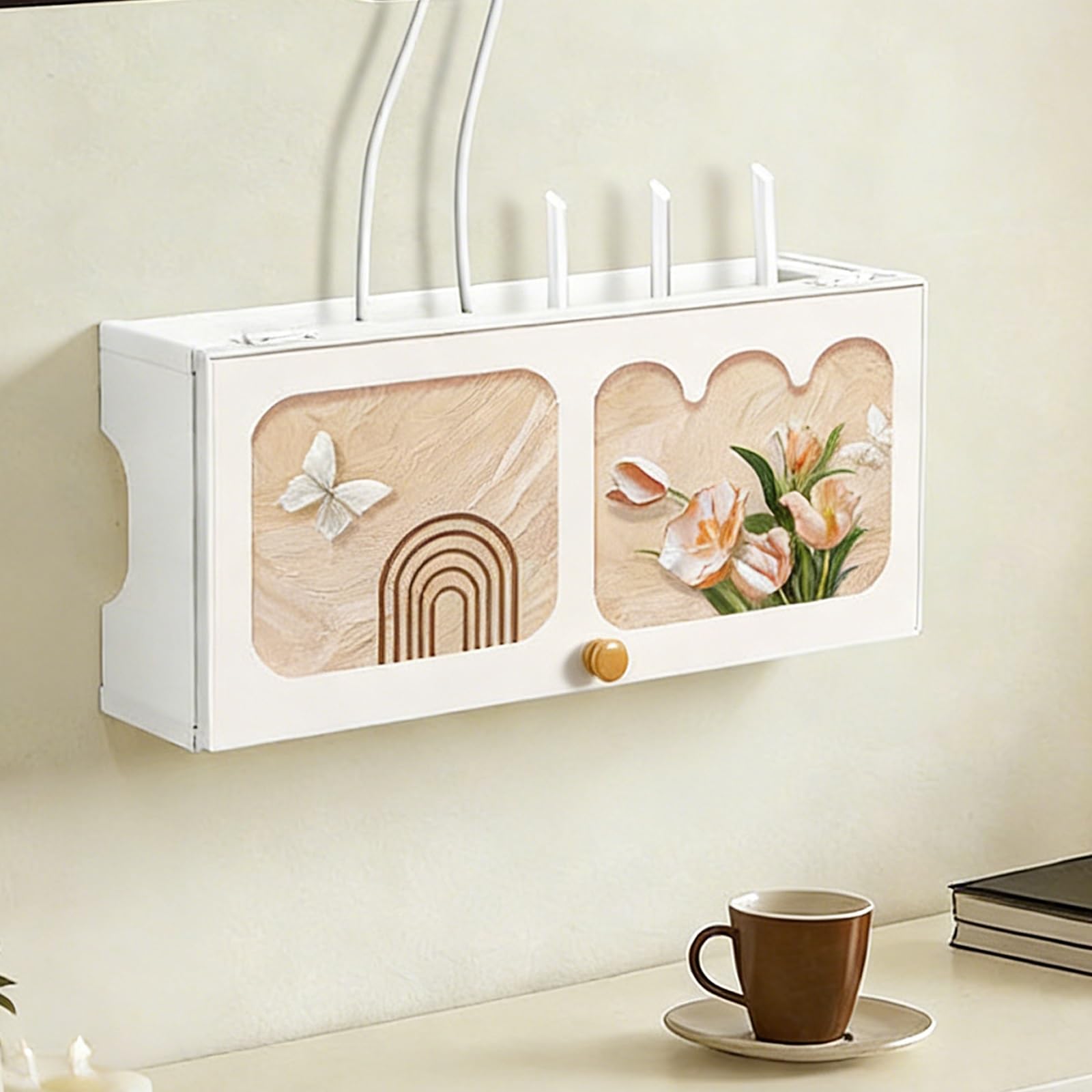 Armadio portaoggetti per router, mensola decorativa da parete per la gestione dei cavi in casa, ufficio, soggiorno