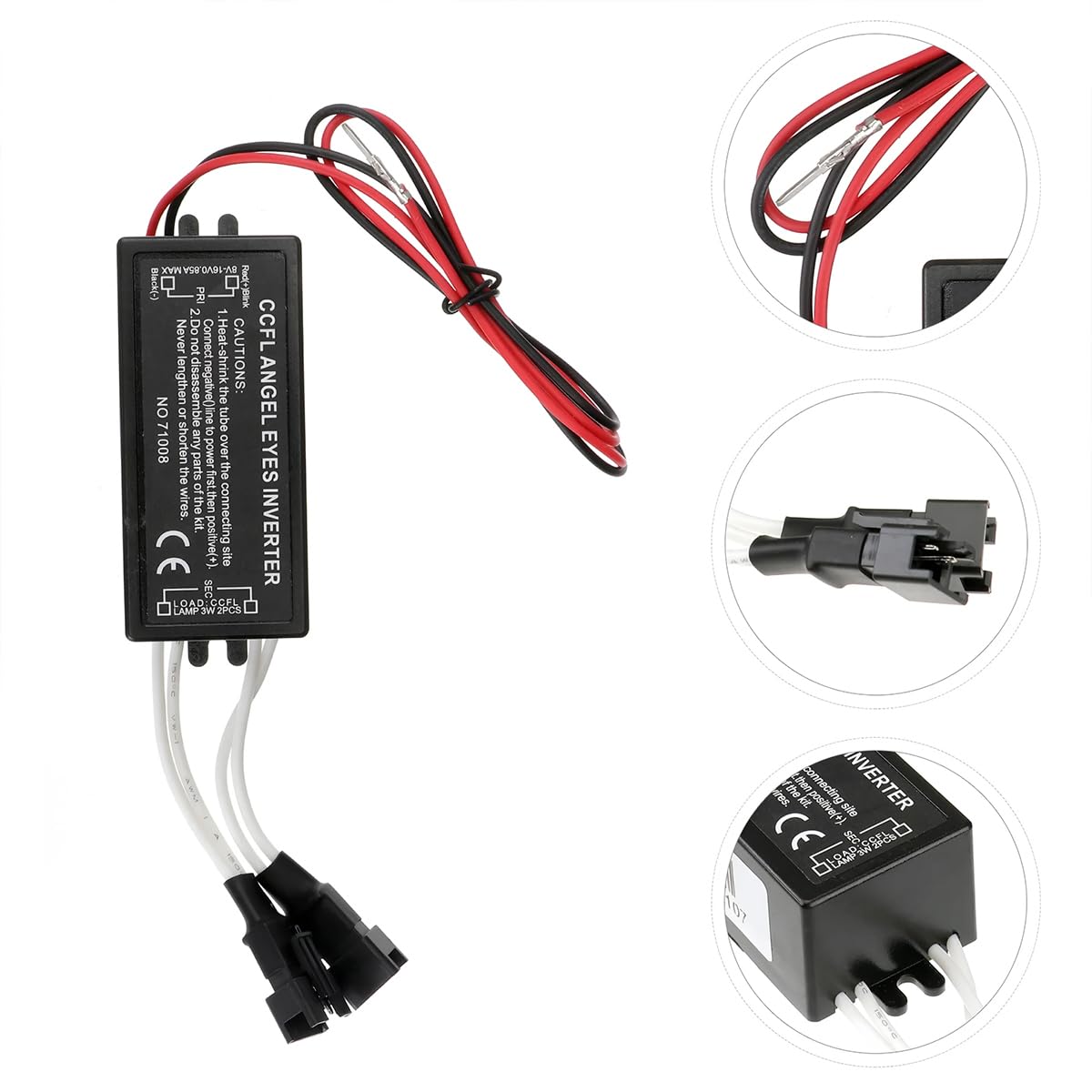 CGEAMDY 2 Pièces CCFL Inverter Rechange pour Les Yeux d'ange, Kit D'anneaux D'yeux d'ange 12V étanche De Rechange, Ballast Inverseur CCFL Femelle De Rechange pour Anneaux Halo Angel Eyes