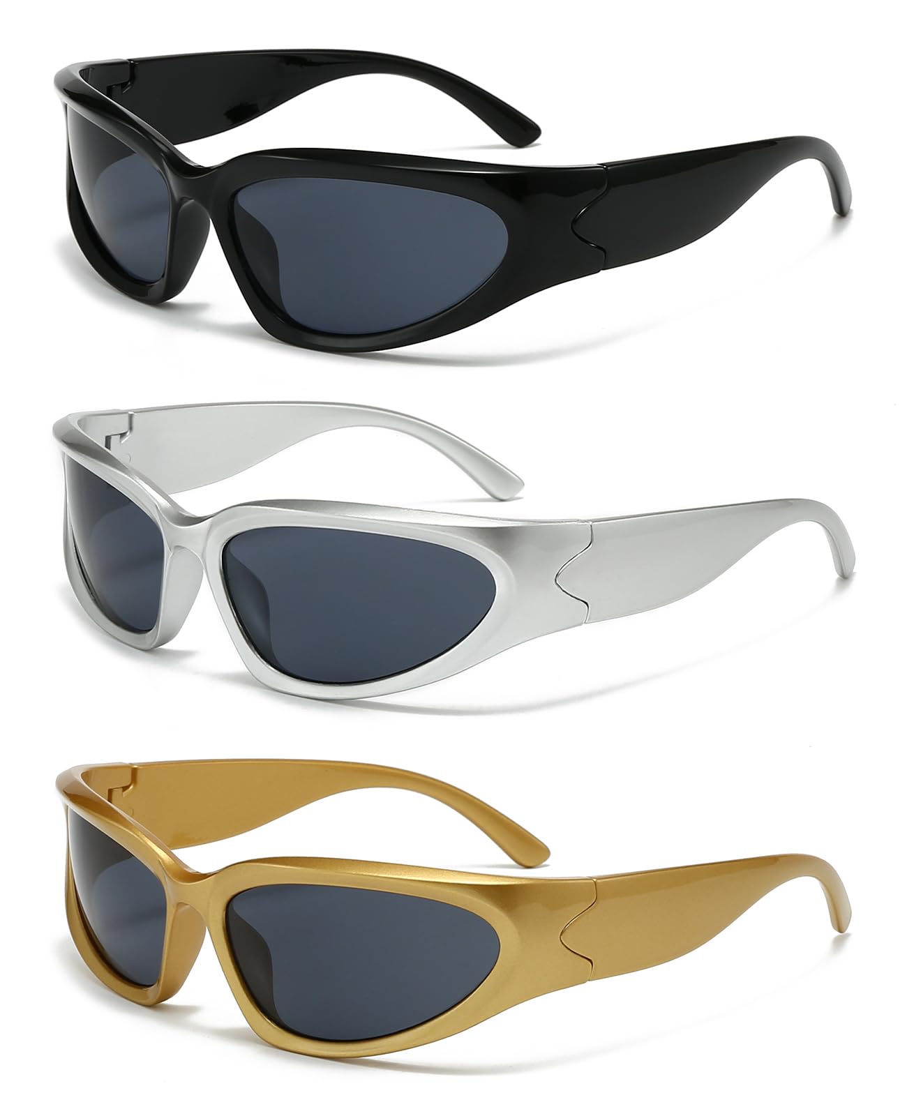 SOAR&EAGLE Y2K 3Pack Polarized sunglasses Wrap Around Men's Women's sunglasses Fashion Sport Shades Sun Glasses