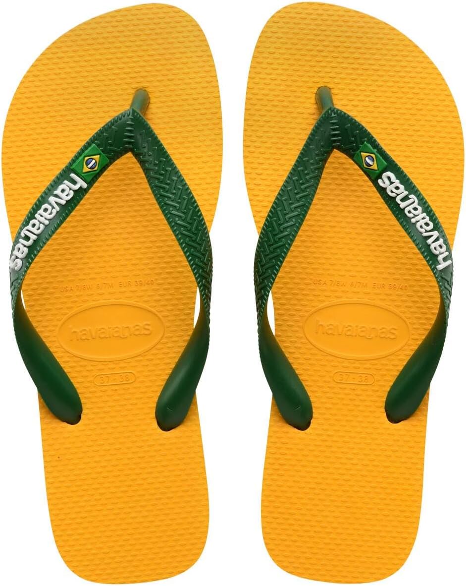 Havaianas Men's Brazil Logo Flip Flop Sandals, Pop Yellow, 11/12