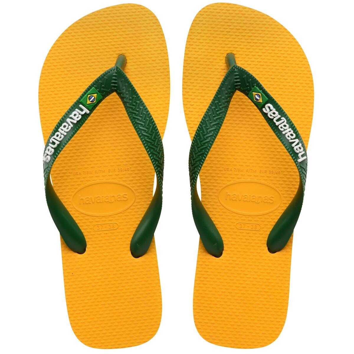 Havaianas Men's Brazil Logo Flip Flop Sandals, Pop Yellow, 11/12