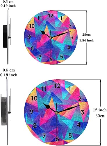 Miniatura 7 de Reloj de pared con diseño de arco iris geométrico, silencioso, redondo, funciona con pilas, decoración moderna del hogar para sala de estar,