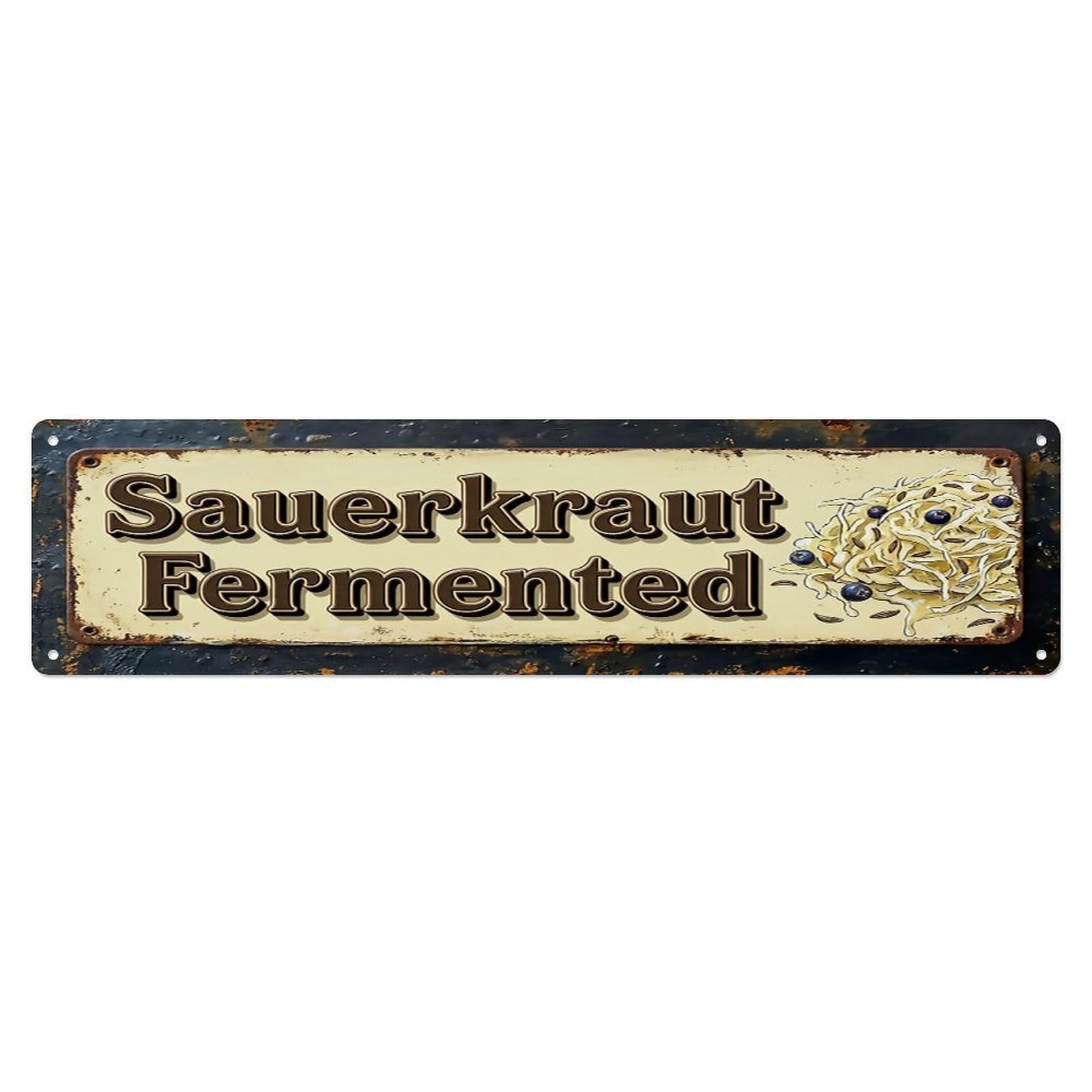 Vintage Sauerkraut Fermented Tangy Farmhouse Metal Tin Sign