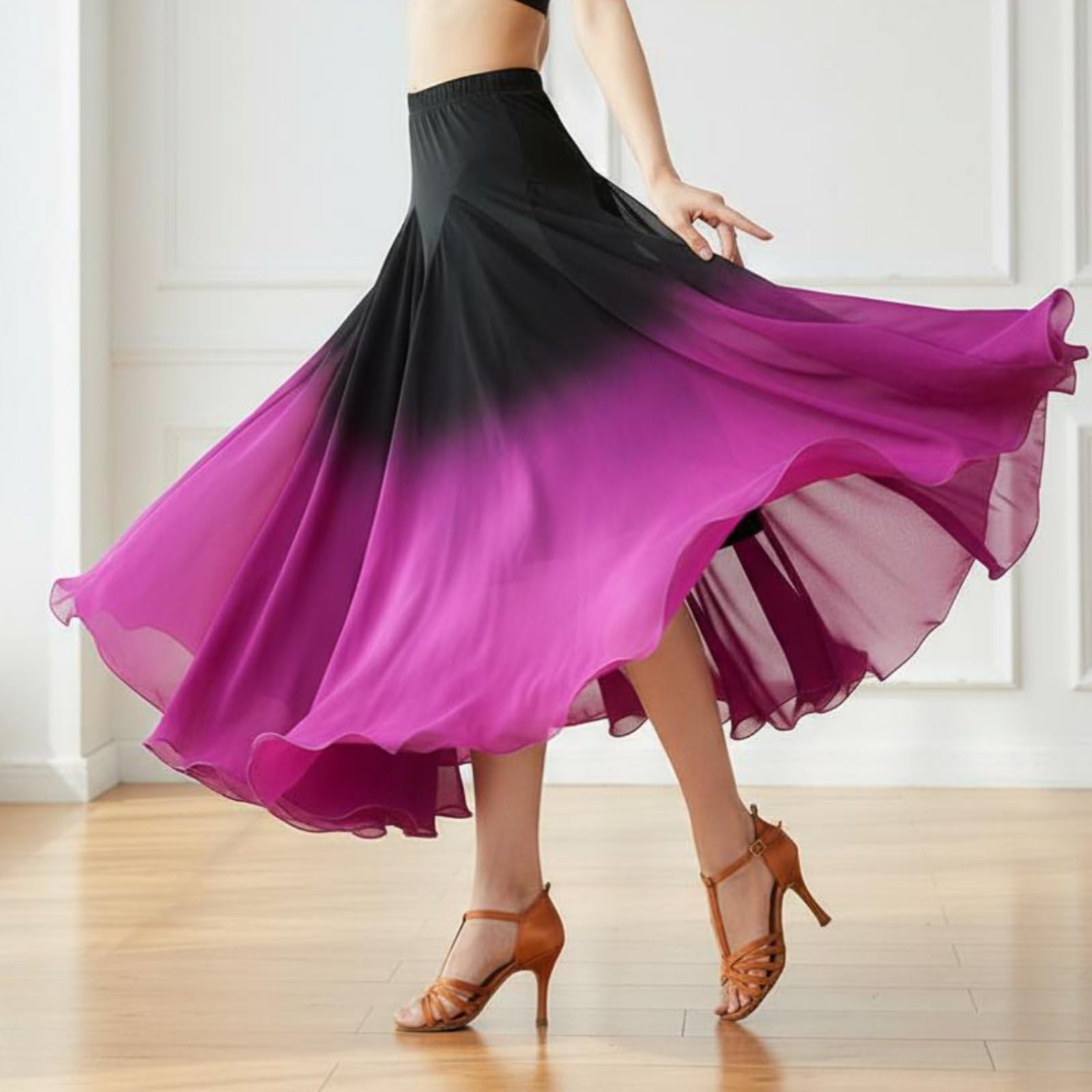 Jupe Longue Danse Salon Taille Élastique, As4, Alpha, Numeric_10, Numeric_10, Numeric_100, Regular, Regular, Array, Rose Vif