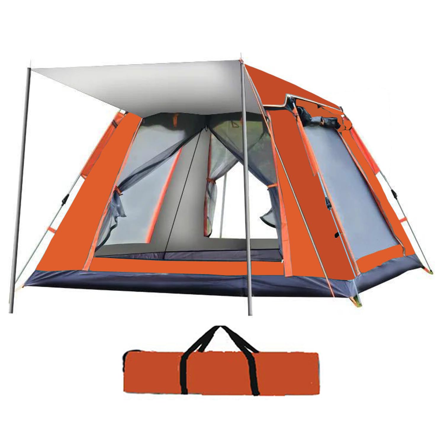 Pop Up Tent, Automatic Pop Up Camping Tent for 4-8 People - 240 * 240 * 154 cm, Lightweight Dome Canopy for Outdoor Adventures - Waterproof, Easy Setup (Orange)