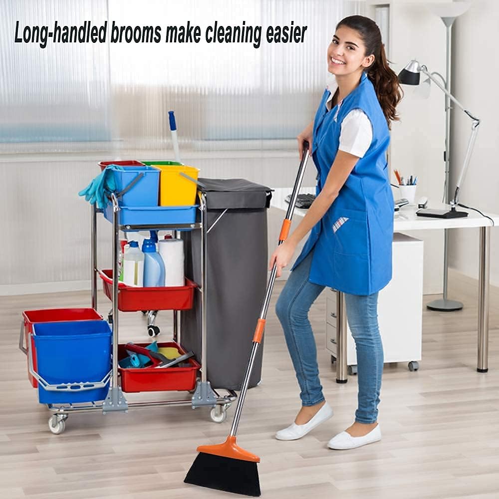 Broom and Dustpan Set/Dust Pan and Broom, Light Weight Broom Combo Set with 52" Long Handle for Home Kitchen Room Office Lobby Floor