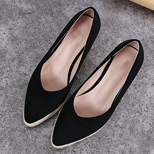 KOKOMOMO Womens Pointed Toe Espadrille Wedges Faux Suede Platform Pumps3
