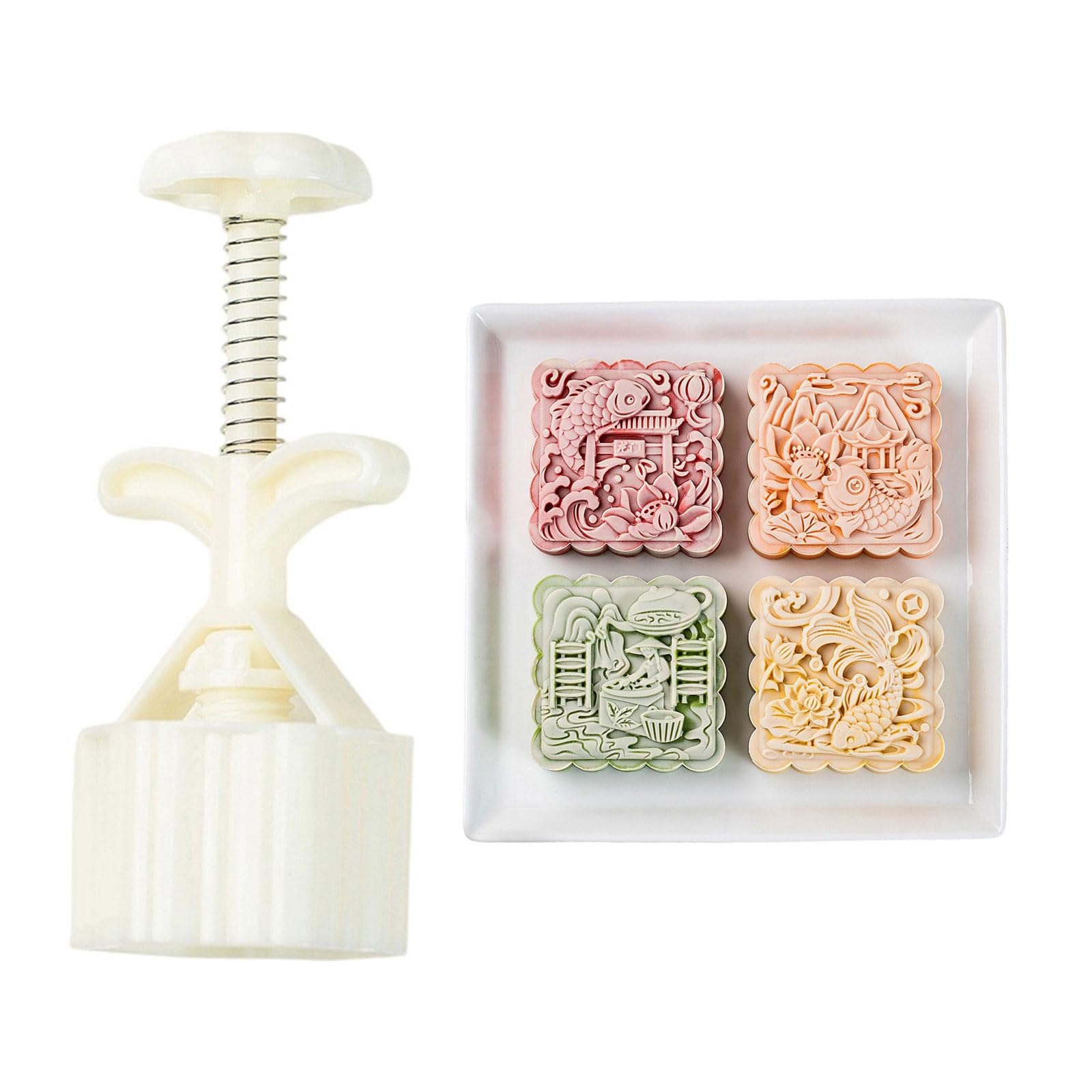 Jazuaiao ABS Cake Molds 75g Capacity Food-Safe with Fish Embossing for Festival Baking Food Grade Cakes Stamps