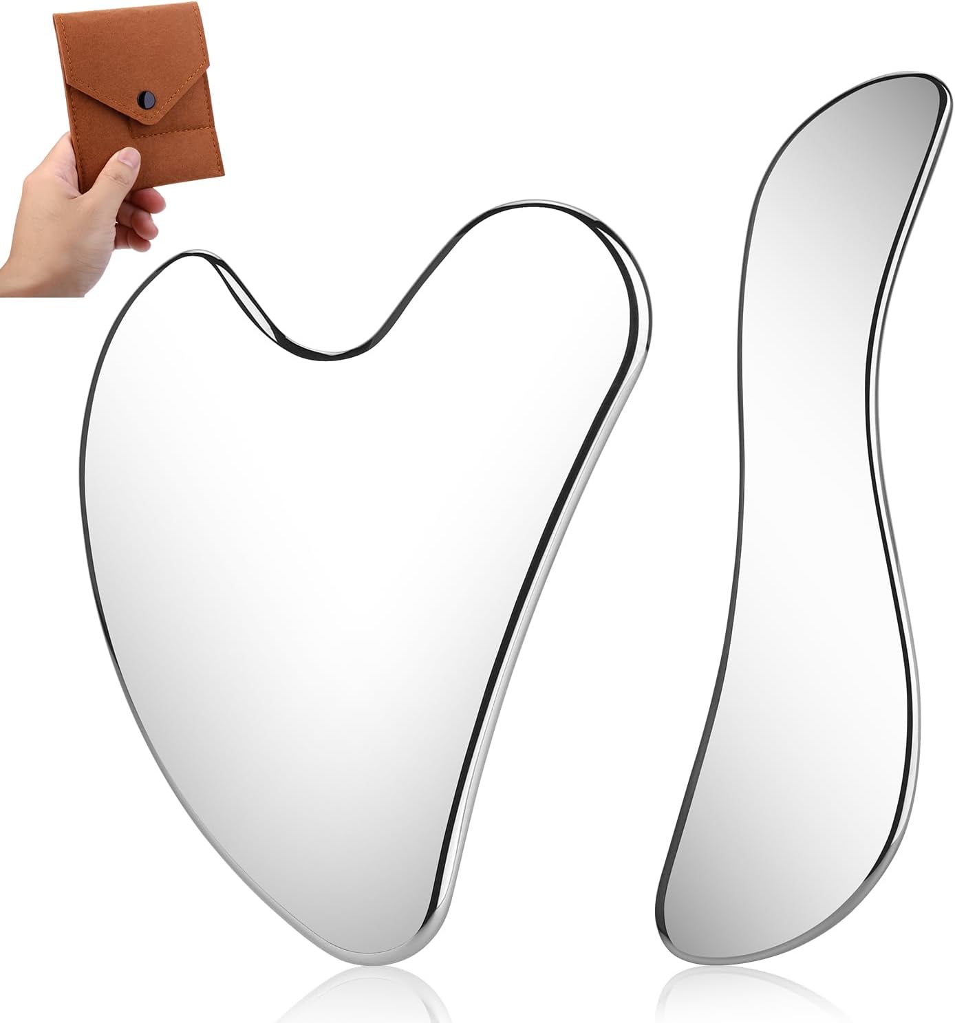 Stainless Steel Gua Sha Facial Tools, 2 PCS