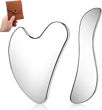 Stainless Steel Gua Sha Facial Tools, 2 PCS