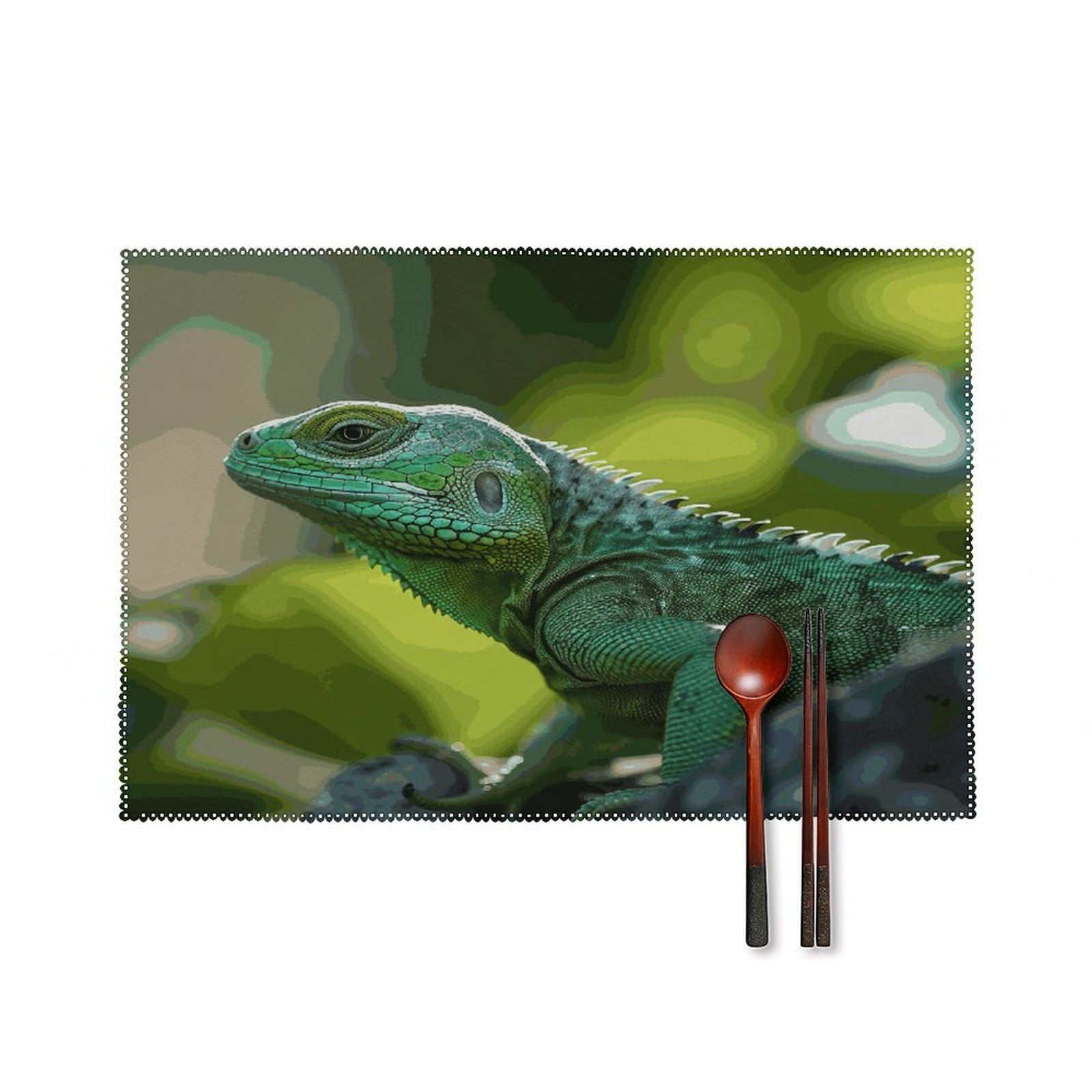Fekiloot Style Green Lizard Placemats Set Of 6,Table Mat
