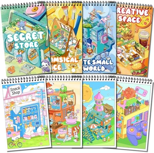 Elfew 4 Set Coloring Books for Teens & Kids 8-12, Stress Relieving & Therapeutic Coloring Book with 80 Cute Patterns, Anxiety Relief & Relaxation for Teens Adult Women