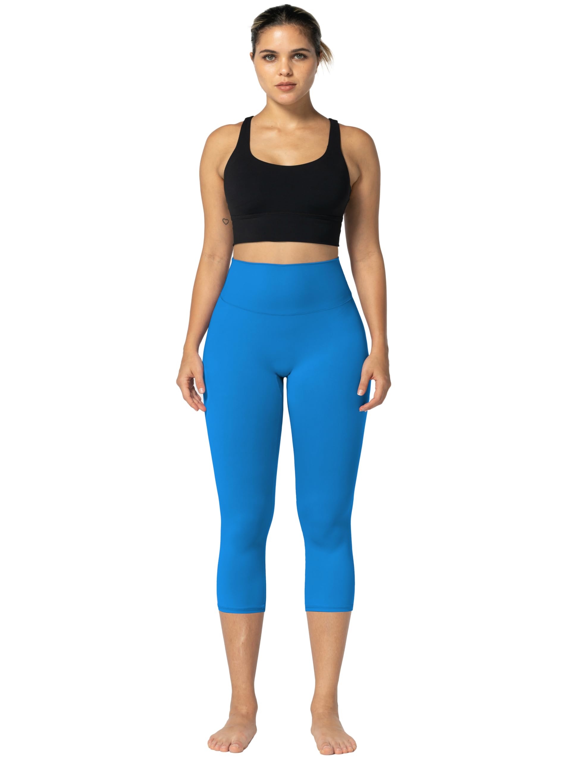 Sunzel Sunzfly - Leggings Capri con Trasero Oculto, Cintura Alta, Suaves, recortados, para Entrenamiento, Gimnasio, Yoga, con Control de Abdomen, Azul clásico, Small