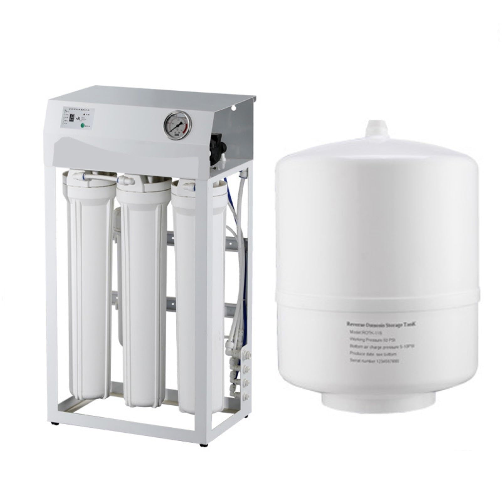Sistema De Filtración De Agua por Ósmosis Inversa RO, 800 GPD, For Uso Residencial Y Comercial, Reducción De TDS, con Bomba De Refuerzo Y Manómetro (Color : 600G, Size : 11g)