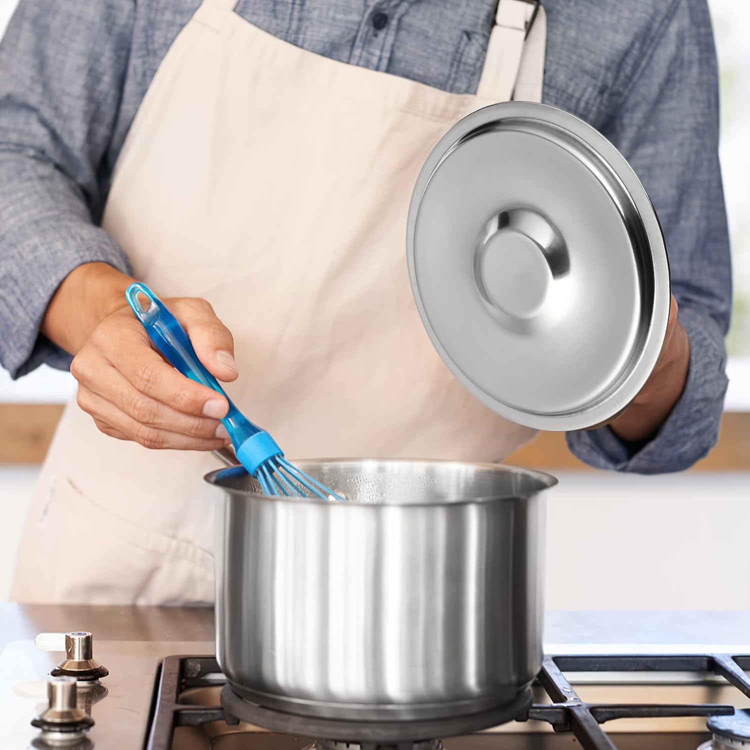Cabilock 5.5 Inch Stainless Steel Pot Lid, Small Round Cooking Cover for Mini Saucepan, Oil Can, Seasoning Pot, Kitchen Pan and Replacement Cookware Use