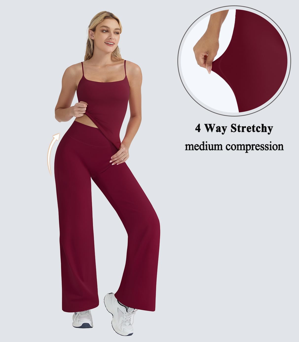 OMKAGI Workout Sets for Women Padded Tank Tops Matching Straight Leg Yoga Outfits - Image 6