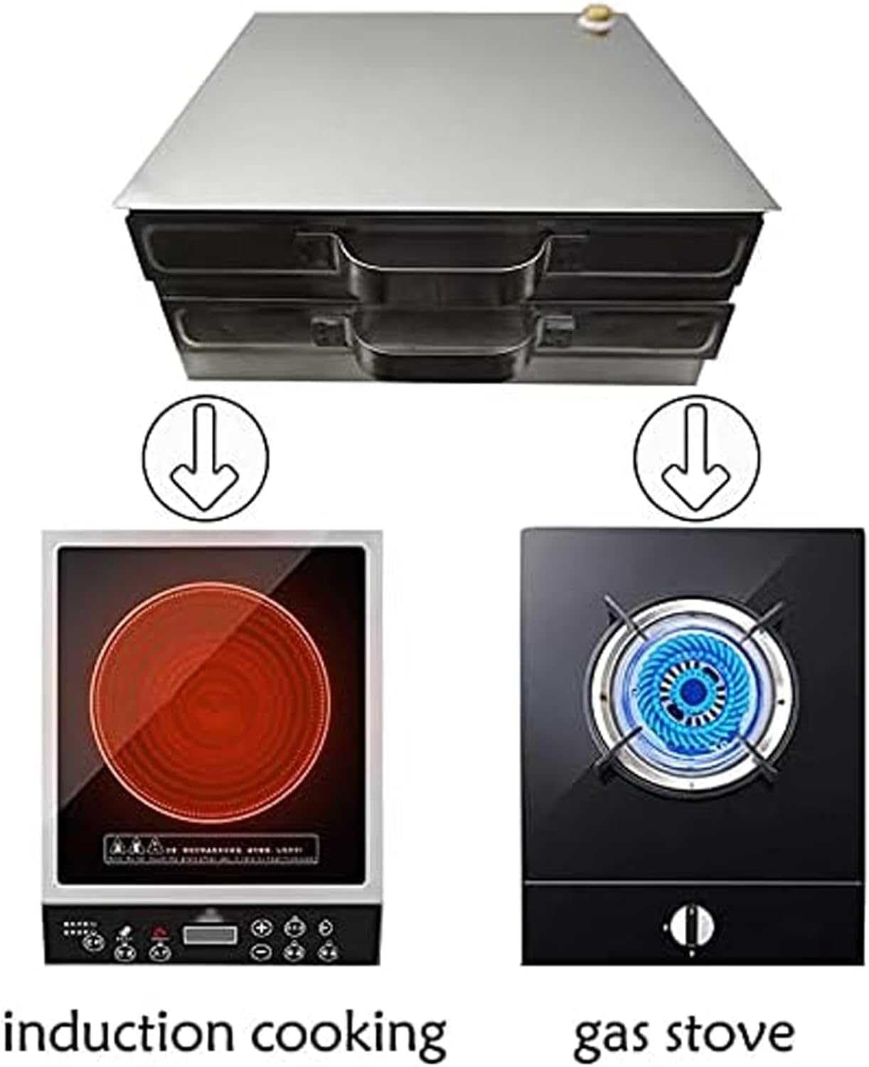 Edelstahl Dampfgarer, 3 Schichten Reisrollen Maker mit 4 Dampfschalen zum Kochen, Küche Kochgeschirr Set