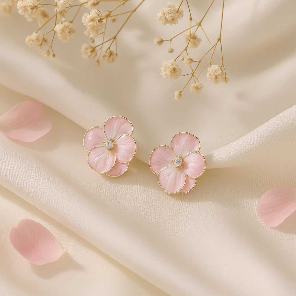 Butterfly Orchid Clip On Earrings for Women, Dainty Trendy Flower Petal Dangle Drop Earrings Rhinestone Stud Earrings for Non Pierced Ears Jewelry Gift