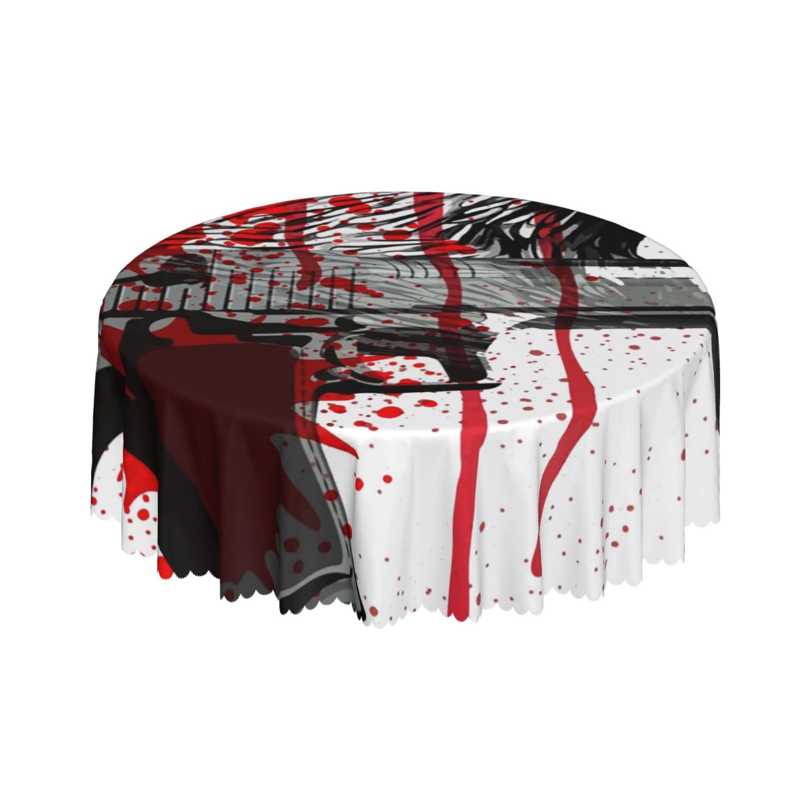 Lsjuee Gun Abstract Blood Eagle Round Tablecloth 60 Inch Printed Washable Tablecloth for Dining Party Holiday Fall Home Decorative