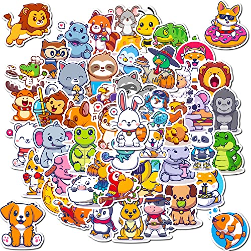 50Pcs Cute Cartoon Animal Stickers Pack, Kawaii Funny Vinyl Waterproof Stickers For Water Bottles, Skateboards, Laptop, Funny Animal Decals Bulk For Kids Students (Green Dinosaur) #TOP20