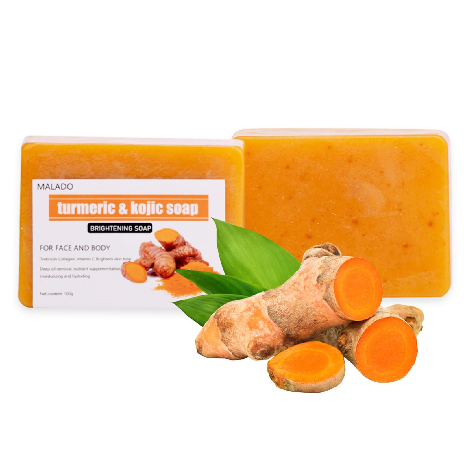 Tumeric Kojic Acid Soap - 2PCS Handmade Turmeric Soap for All Skin Types - Soap for Unclogs Pores Acne Removal - Soap Bar for Acne Blackheads Dark Spots Remove
