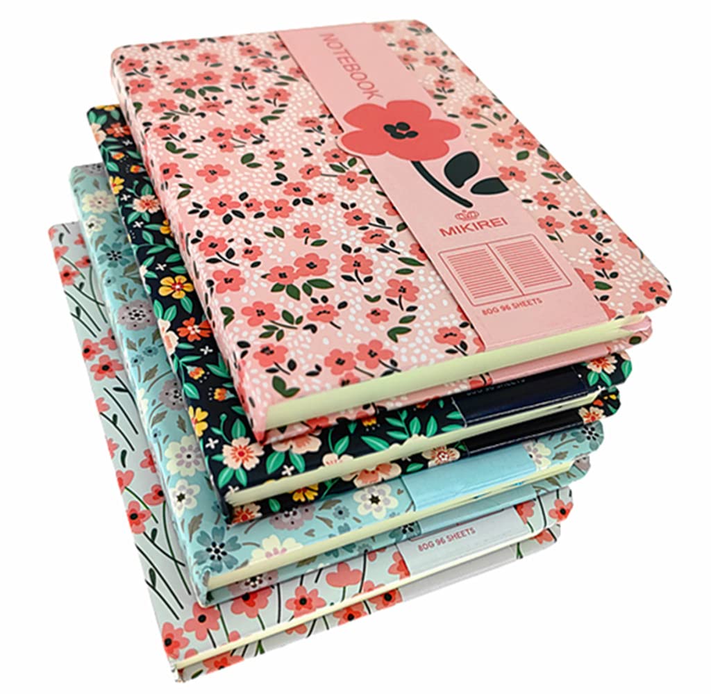 Alimitopia Paquete de 4 cuadernos de tapa dura, bolsillo rayado, cuaderno pequeño de tapa dura, cuaderno de notas, planificador de notas, tamaño A6 (5.7 x 4.1), 96 hojas, páginas rayadas (patrón