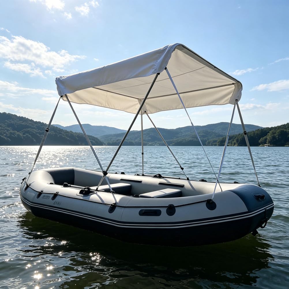 Tendalino per Barca Gommoni Kayak Tenda da Sole per Barca da Pesca, Telaio in Alluminio Antiuavv