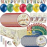 Harry Potter Birthday Decorations Kit | Party Supplies With Balloons, Table Cover, Banner, Dinner and Cake Plates, Napkins, Cups, Candles, Button - Serves 16