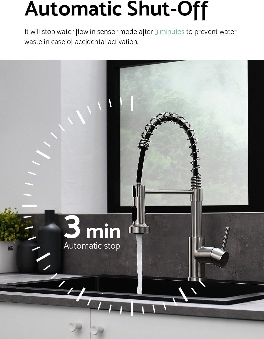 WEWE Touchless Kitchen Faucet with Pull Down Sprayer - Motion Sensor Kitchen Faucets Spring Single Handle with WEWE Drinking Water Faucet
