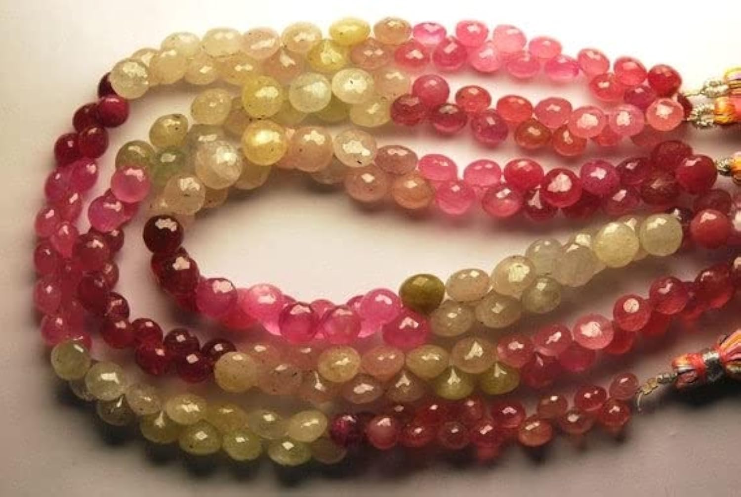 Multi saphir oignons facettés 6-5mm briolettes naturelles pour création bijoux LKBEADS 9 pouces