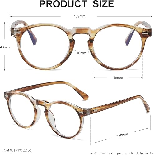 Miniatura 5 de JOVAKIT Gafas redondas de luz azul para mujeres y hombres, a la moda, retro, con marco circular, anteojos para computadora, antifatiga ocular