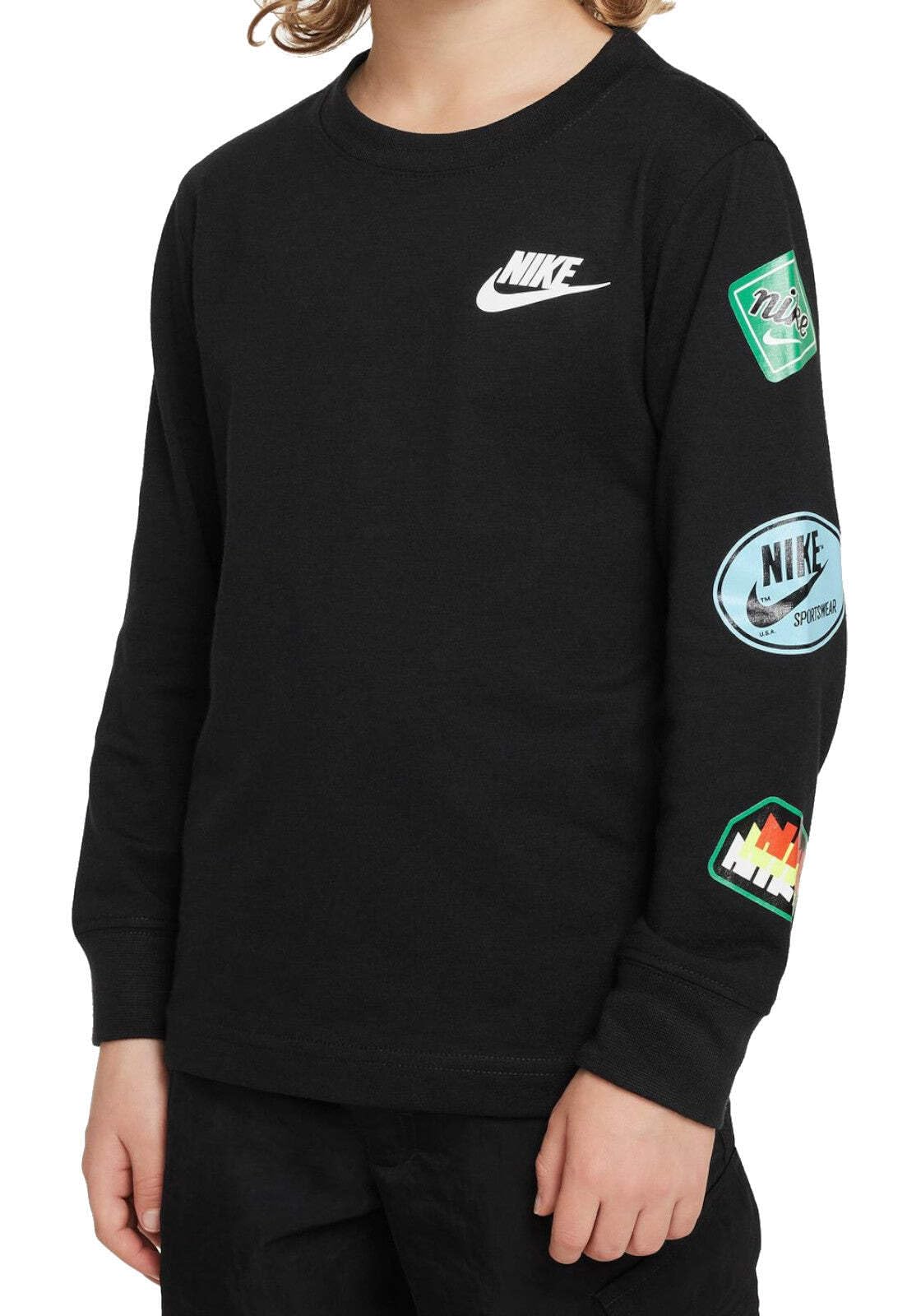 Nike Retro Sticker Ls Tee Boys' T-Shirt Black