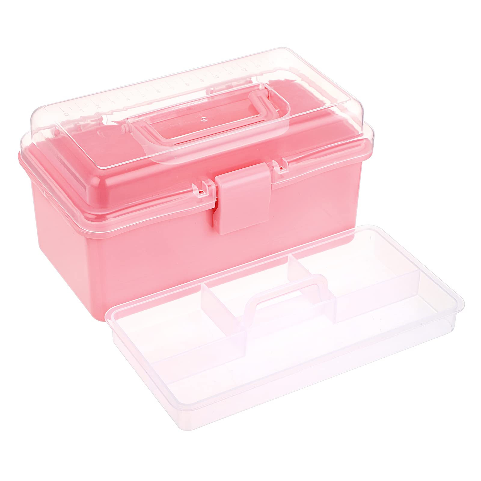 IGNPION Petite Boîte De Rangement Empilable Transparente Avec Grille De Séparation, 3 Compartiments En Plastique Multi-usage Pour Vernis à Ongles, Jouets, Loisirs Créatifs, Papeterie, Couture